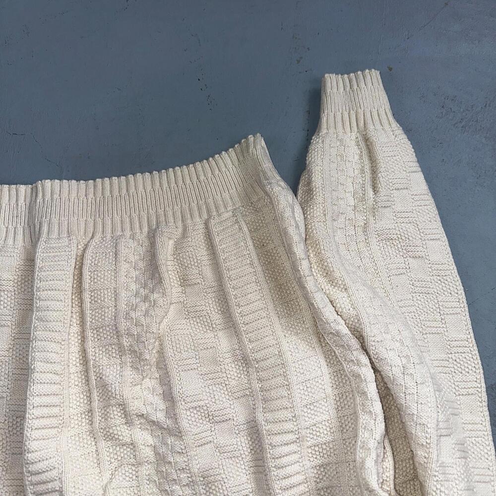 Towncraft VTG 80s 100% Cotton Made In USA Ivory Square Knit Sweater Sz L - Picture 9 of 9
